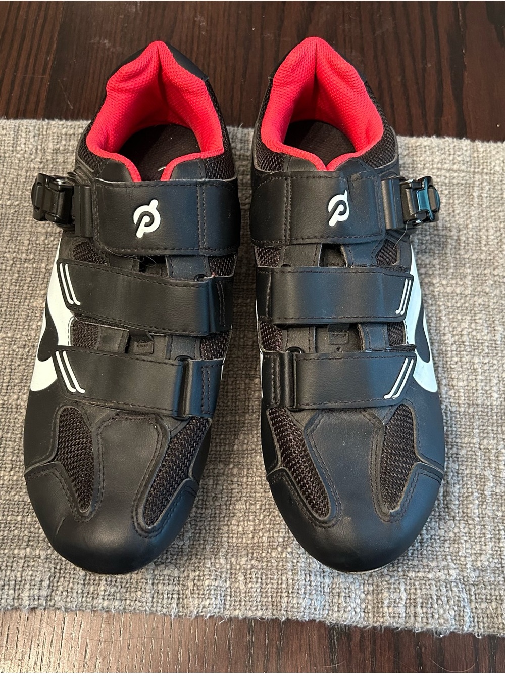 Peloton Men's Black Cycling Shoes with Red Lining